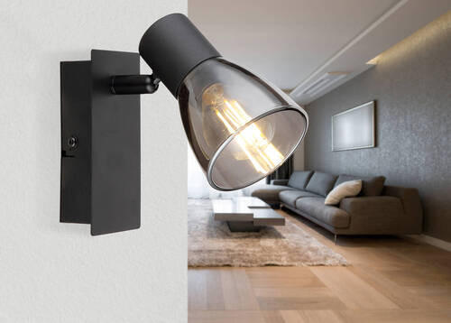 SPOTLIGHT Claude 7/15,5/14 cm   - svart, Design, metall/glas (7/15,5/14cm) - Globo
