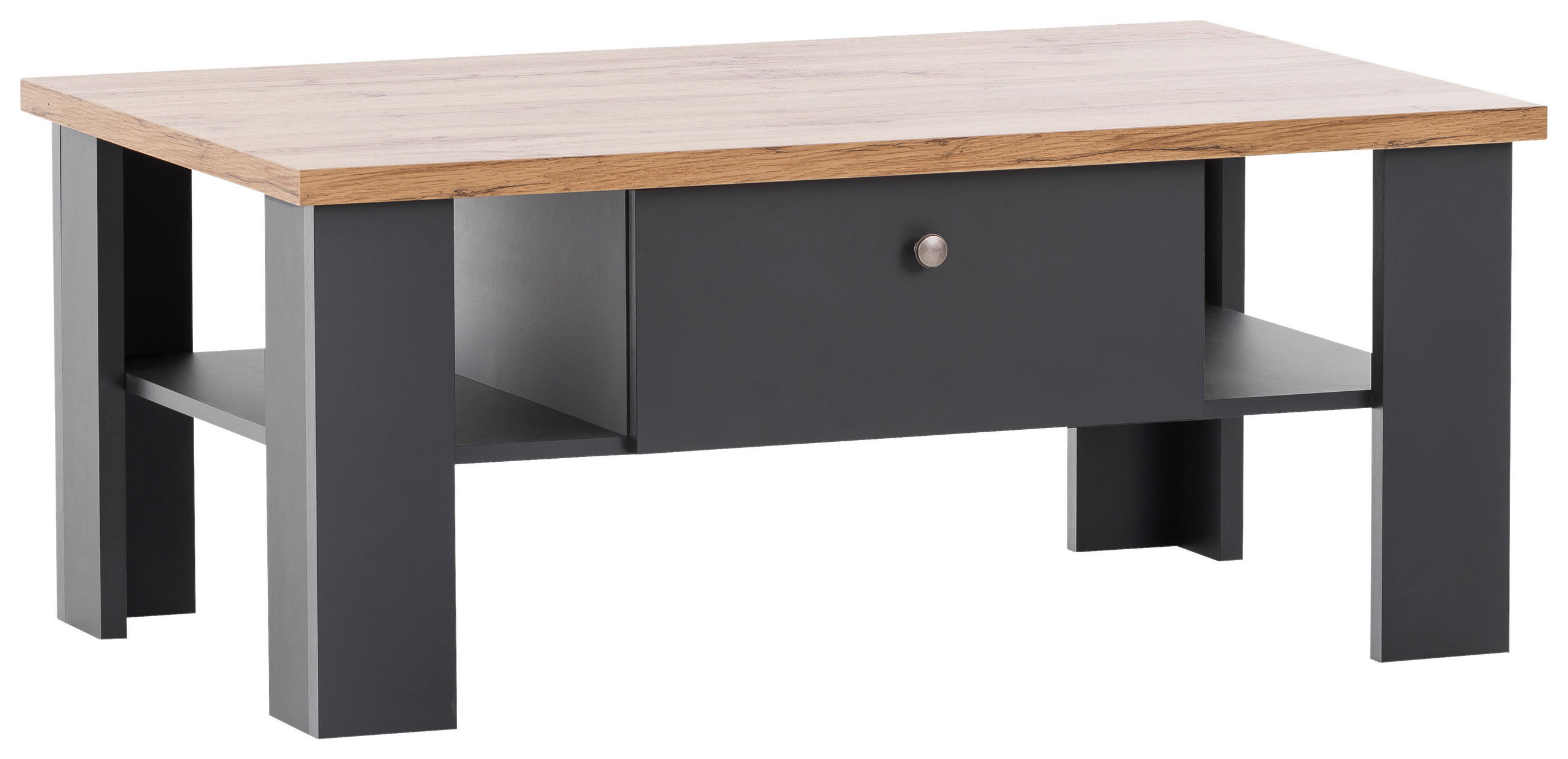 COUCHTISCH rechteckig Eiche Wotan, Anthrazit  - Anthrazit/Silberfarben, Design, Holzwerkstoff/Metall (110/45/70cm) - MID.YOU