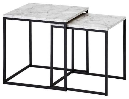 Couchtisch 2er-set Marmoroptik Weiß/schwarz