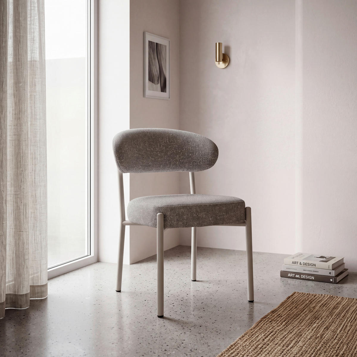 STUHL  Stoffauswahl Webstoff  Hellgrau, Beige  - Beige/Hellgrau, Design, Textil/Metall (56/82/58.5cm) - Milino