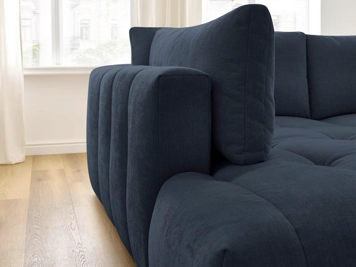 ECKSCHLAFSOFA FUJI Leinenoptik Dunkelblau  inkl.  - Schwarz/Dunkelblau, MODERN, Kunststoff/Textil (204/282cm)