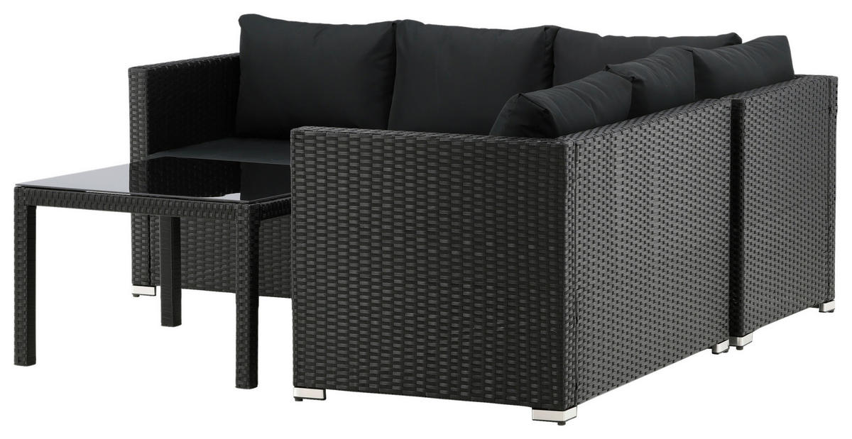 LOUNGEGRUPP  - svart, Klassisk, glas/textil - Gardenson