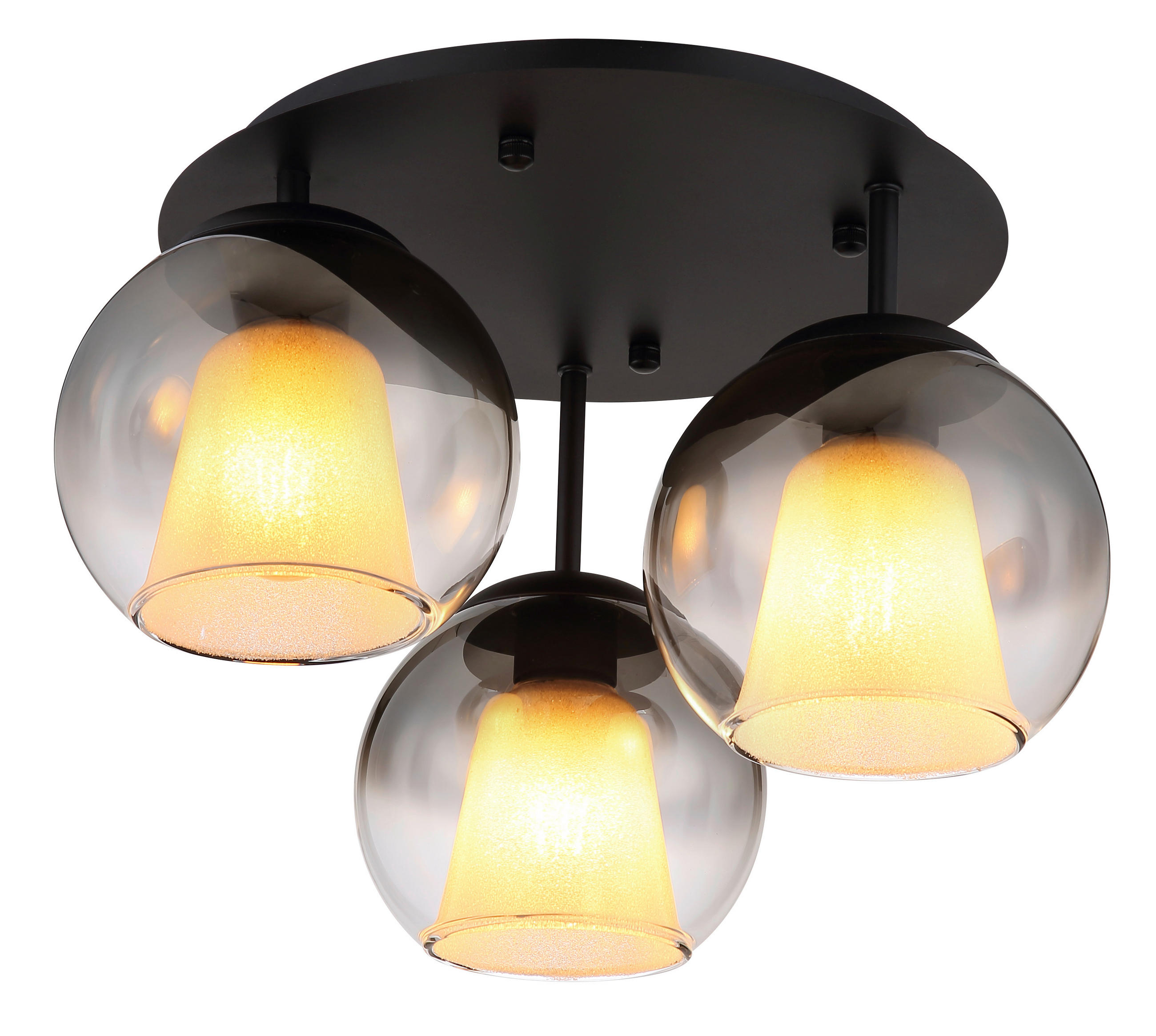 DECKENLEUCHTE BARRY 41/28,5 cm   - Klar/Schwarz, Basics, Glas/Metall (41/28,5cm) - Globo