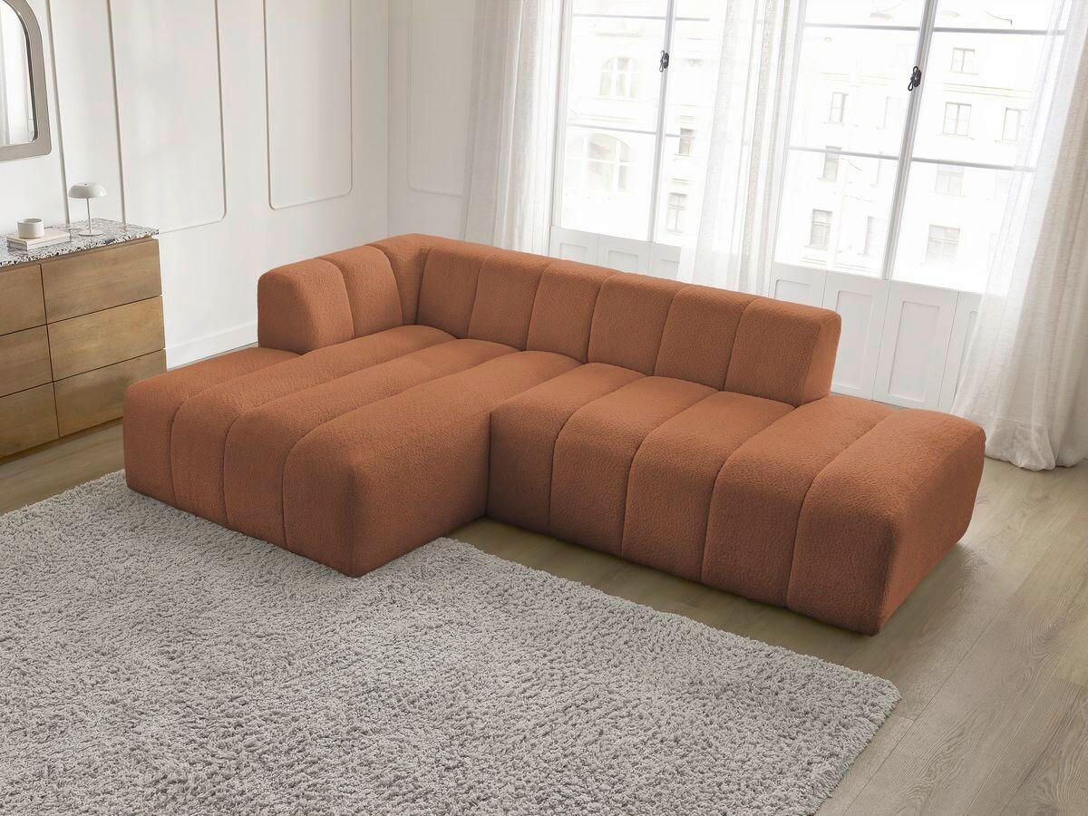 ECKSOFA  ANNECY Orange Bouclé  - Schwarz/Orange, MODERN, Kunststoff/Textil (170/262cm)