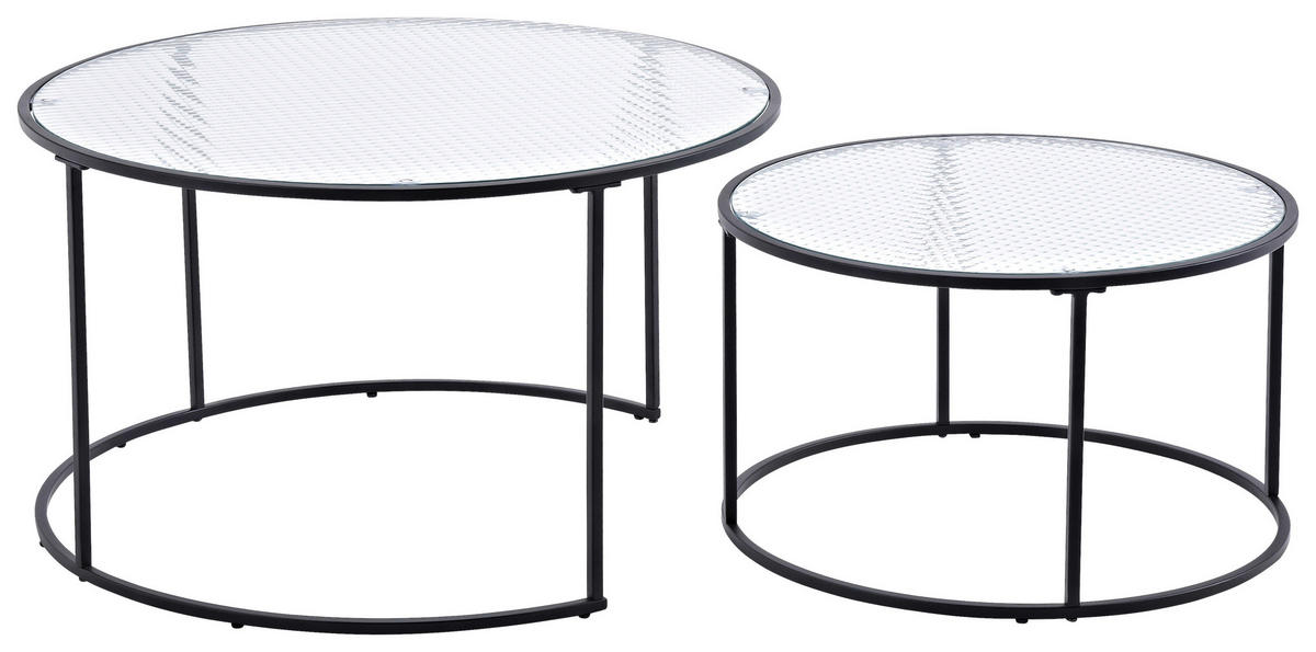 COUCHTISCH in Metall, Glas 79,5/79,5/45 cm  - Klar/Schwarz, Design, Glas/Metall (79,5/79,5/45cm) - Livetastic