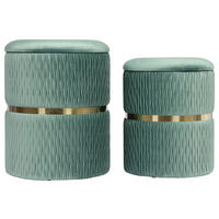 HOCKERSET Goldfarben, Mintgrün  - Goldfarben/Mintgrün, Design, Kunststoff/Textil (31,5/36/38/44/31,5/36cm) - Kayoom