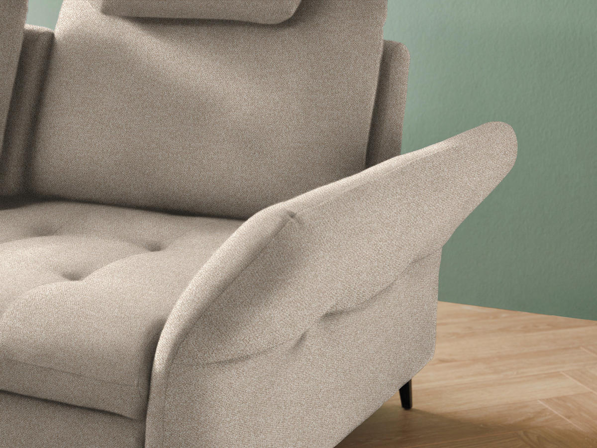 ECKSOFA in Bouclé Beige  - Beige/Schwarz, Natur, Textil/Metall (233/288cm) - Valnatura