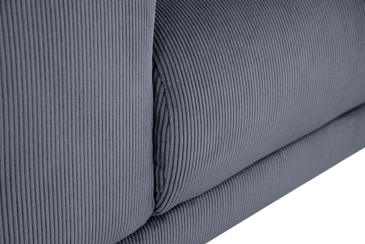 ECKSOFA ERNO in Cord Graublau  262/183 cm  - Graublau/Schwarz, Design, Textil/Metall (262/183cm) - MID.YOU