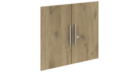 TÜRENSET 75,5/67,4/1,6 cm - Eichefarben/Silberfarben, KONVENTIONELL, Holzwerkstoff/Metall (75,5/67,4/1,6cm) - Voleo