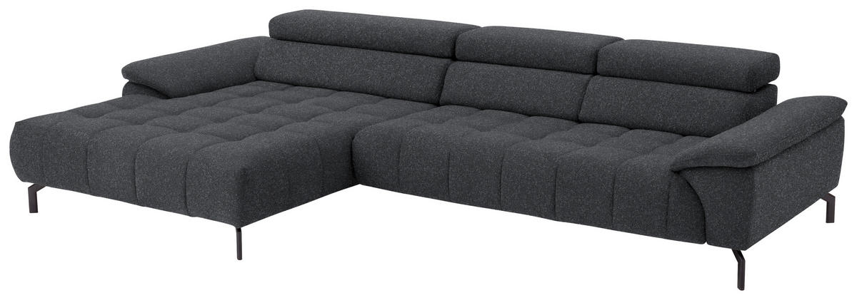 ECKSOFA in Chenille Anthrazit  - Anthrazit/Schwarz, Design, Textil/Metall (190/329cm) - Beldomo Style
