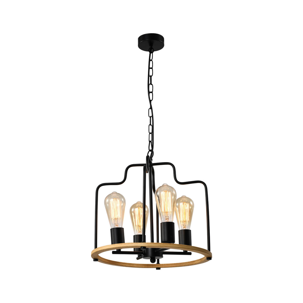 PENDELLEUCHTE 36/36/135 cm  - Eichefarben/Schwarz, KONVENTIONELL, Metall (36/36/135cm)
