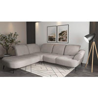 ECKSOFA DANCE E in Chenille Silberfarben  270/302 cm  - Silberfarben/Schwarz, MODERN, Textil/Metall (270/302cm) - Sit & More