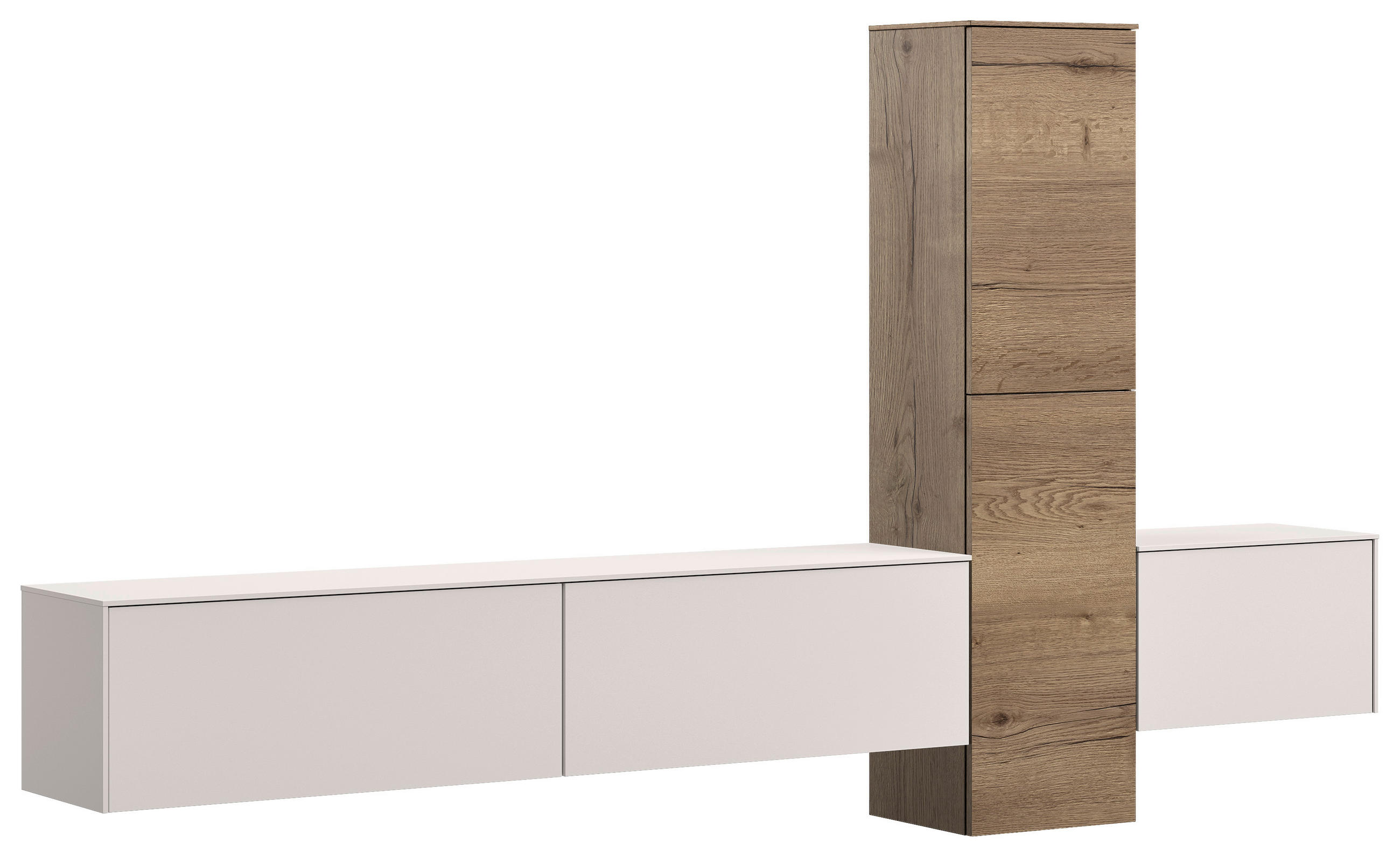 WOHNWAND  in Eichefarben, Hellgrau  282/160/37 cm   - Eichefarben/Hellgrau, Design, Holzwerkstoff (282/160/37cm) - Celina Home