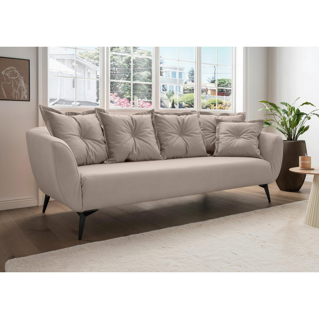 Thumbnail - Livetastic 3-Sitzer-Sofa, Beige, Textil, Füllung: Schaumstoff, 236x94x103 cm, Made in EU, Armteil links, rechts, Rücken ...