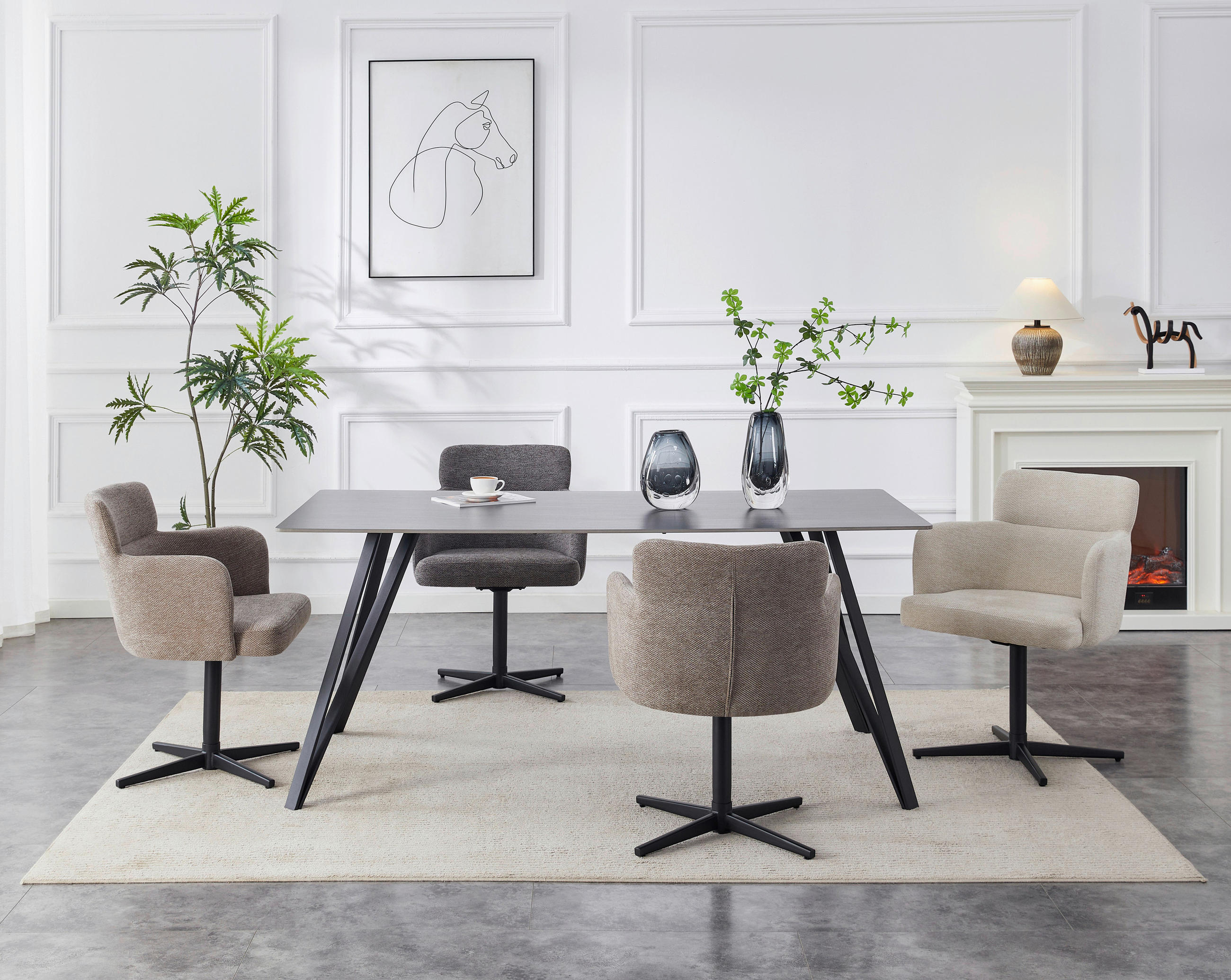 Thumbnail - Livetastic Armlehnstuhl, Braun, Holz, Metall, Textil, Pappel, Sperrholz, X-Form, 58.5x85x63 cm, Sitzfläche 360° drehbar,...