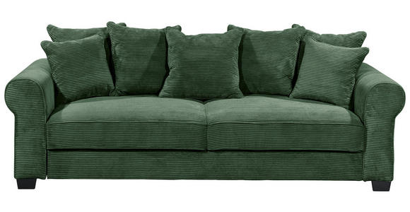 SCHLAFSOFA mit Stoffauswahl, Liegefunktion, Rücken echt Cord Dunkelgrün - Dunkelgrün/Schwarz, KONVENTIONELL, Kunststoff/Textil (247/95/125cm) - Hom`in