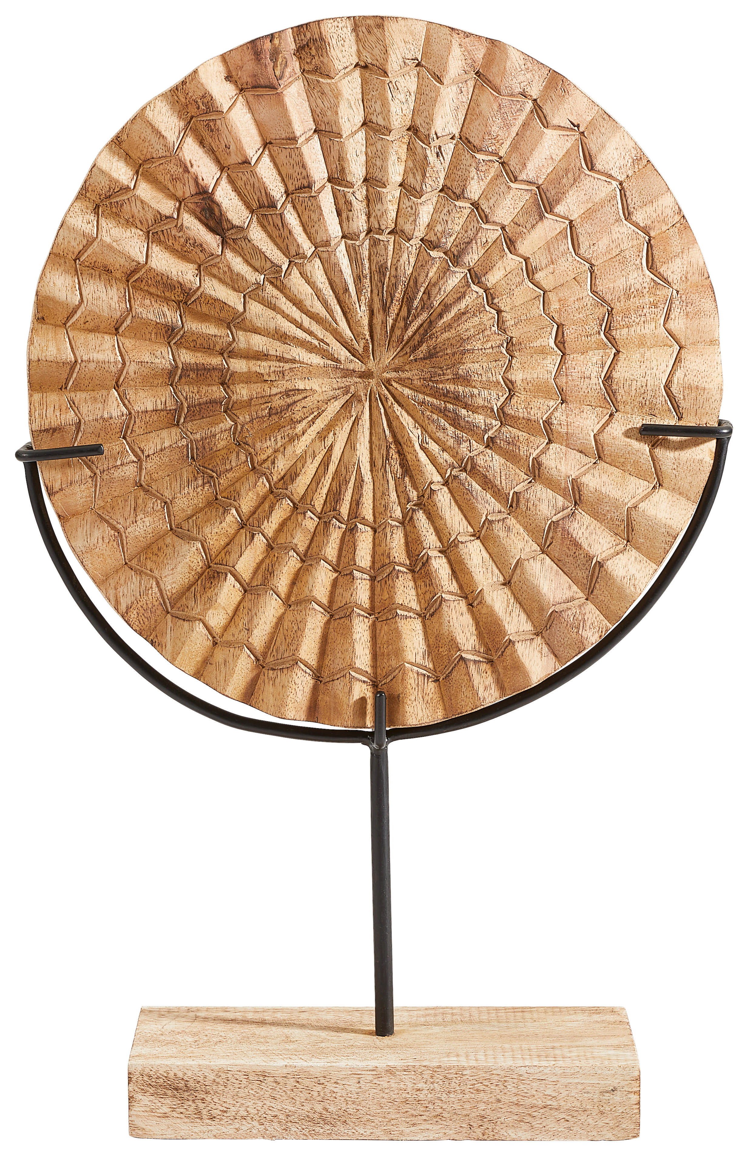 SKULPTUR - Nussbaumfarben, Trend, Holz/Metall (31,5/46,5/9cm) - Ambia Home