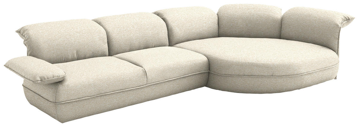 ECKSOFA Chenille Beige  - Beige/Schwarz, Design, Kunststoff/Textil (343/154cm) - Koinor