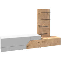 WOHNWAND 2-teilig  in Weiß, Eichefarben  256/162/44,6 cm  - Wildeiche/Eichefarben, Design, Glas/Holz (256/162/44,6cm) - Voglauer