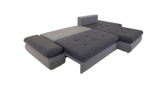 ECKSOFA in Webstoff Anthrazit, Blau  302/187 cm  - Chromfarben/Blau, Design, Kunststoff/Textil (302/187cm) - Carryhome