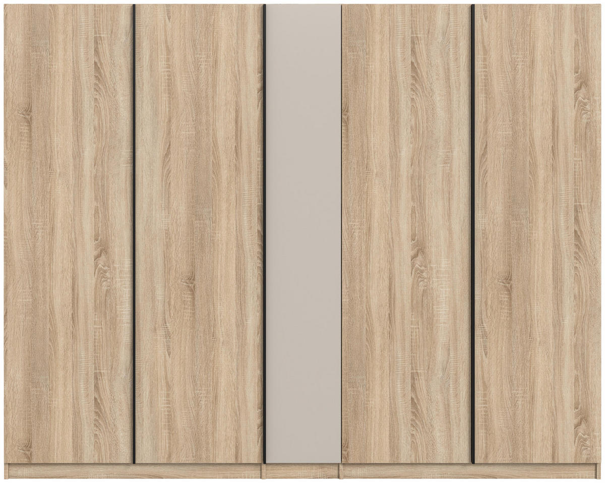 DREHTÜRENSCHRANK 230/183/53 cm,  in Sonoma Eiche, Kaschmir, 5-türig  - Kaschmir/Schwarz, MODERN, Holzwerkstoff (230/183/53cm) - MID.YOU