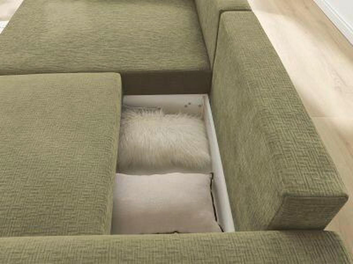 ECKSOFA Ottomane links  ATILLA Grün Struktur  - Schwarz/Grün, MODERN, Kunststoff/Textil (149/244cm)