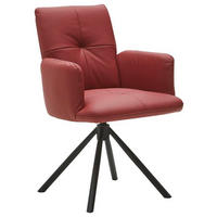 ARMLEHNSTUHL  in Echtleder pigmentiert  - Rot/Schwarz, Design, Leder/Metall (62/87/59cm) - Dieter Knoll