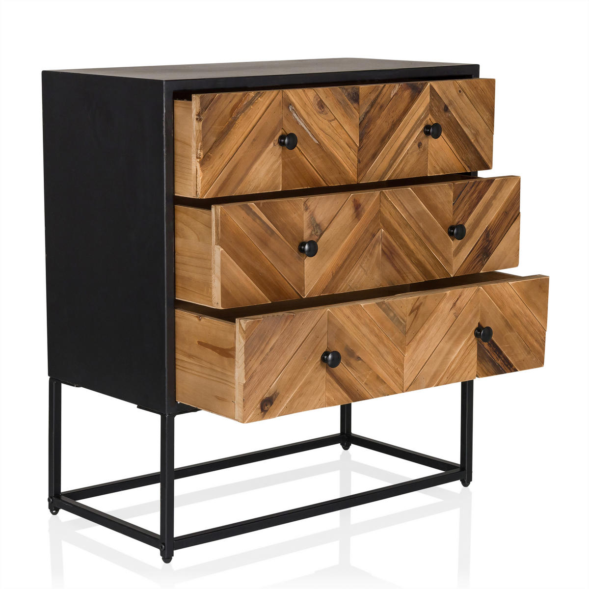SIDEBOARD  in 63/70,5/32 cm  - Dunkelbraun/Schwarz, MODERN, Holz/Metall (63/70,5/32cm) - MID.YOU