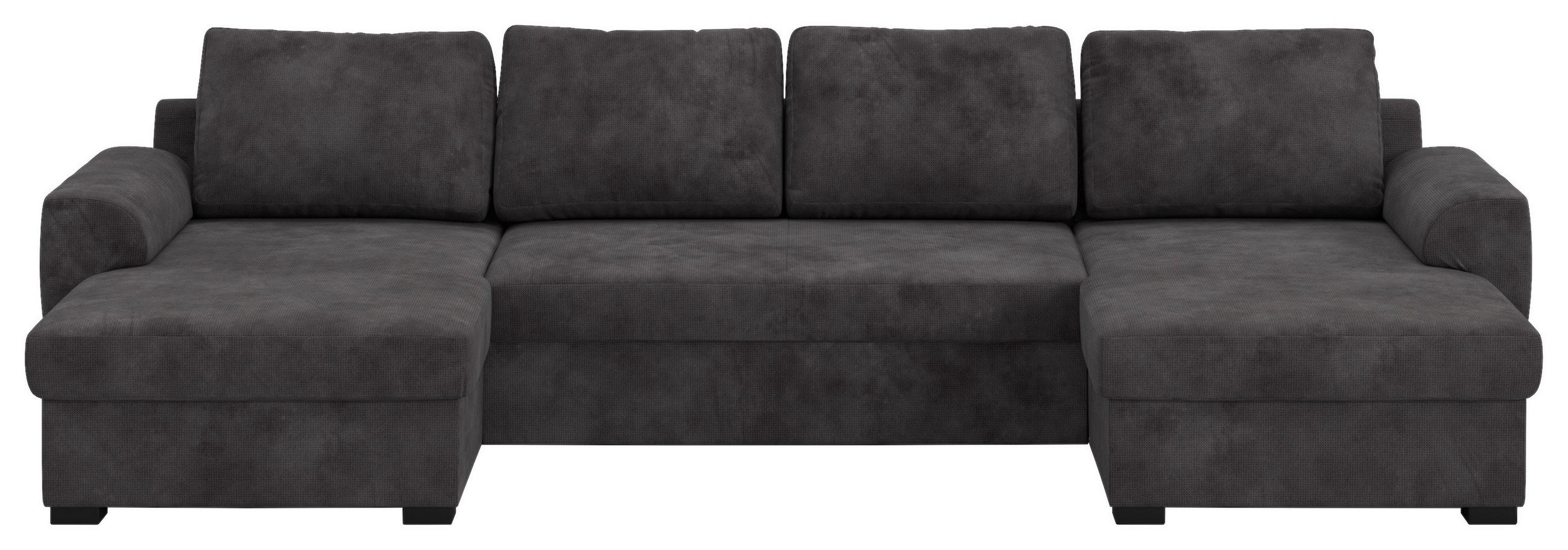 WOHNLANDSCHAFT Schwarz Mikrofaser  - Schwarz, Trend, Kunststoff/Textil (154/327/86cm) - MID.YOU
