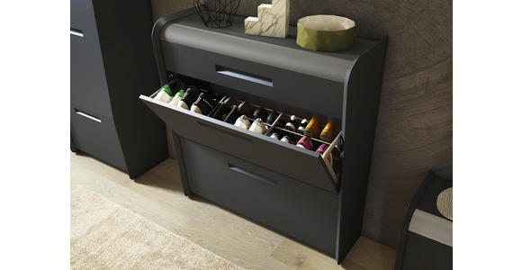 SCHUHSCHRANK 97/105/36 cm - Anthrazit/Alufarben, Design, Holzwerkstoff/Metall (97/105/36cm) - Dieter Knoll