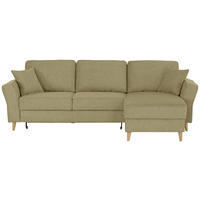 ECKSOFA Hellgrün Flachgewebe Zierkissen, Rückenkissen, Bettkasten, Schlaffunktion, Rücken echt, Liegefläche im Originalstoff  - Eichefarben/Hellgrün, KONVENTIONELL, Holz/Textil (265/159cm) - Carryhome