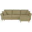 ECKSOFA Hellgrün Flachgewebe Zierkissen, Rückenkissen, Bettkasten, Schlaffunktion, Rücken echt, Liegefläche im Originalstoff  - Eichefarben/Hellgrün, KONVENTIONELL, Holz/Textil (265/159cm) - Carryhome
