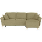 ECKSOFA Hellgrün Flachgewebe Zierkissen, Rückenkissen, Bettkasten, Schlaffunktion, Rücken echt, Liegefläche im Originalstoff  - Eichefarben/Hellgrün, KONVENTIONELL, Holz/Textil (265/159cm) - Carryhome