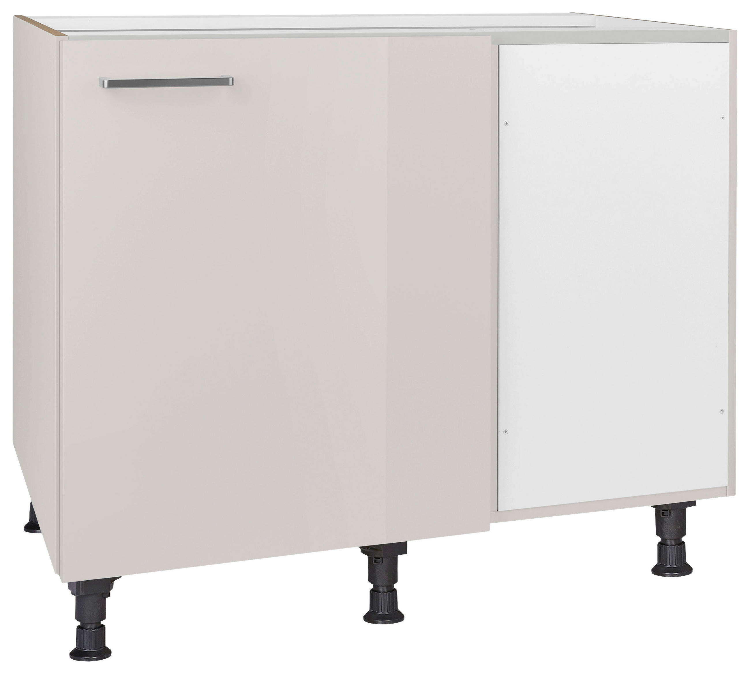 ECKUNTERSCHRANK 125/87/65 cm  - Edelstahlfarben/Hellgrau, MODERN, Holzwerkstoff/Metall (125/87/65cm) - Nobilia