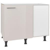 ECKUNTERSCHRANK 125/87/65 cm  - Edelstahlfarben/Hellgrau, MODERN, Holzwerkstoff/Metall (125/87/65cm) - Nobilia