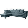 ECKSOFA Blau Struktur  inkl. Rückenkissen, Bettkasten, Schlaffunktion, Rücken echt, Liegefläche im Originalstoff  - Blau/Schwarz, KONVENTIONELL, Textil/Metall (194/274cm) - Carryhome