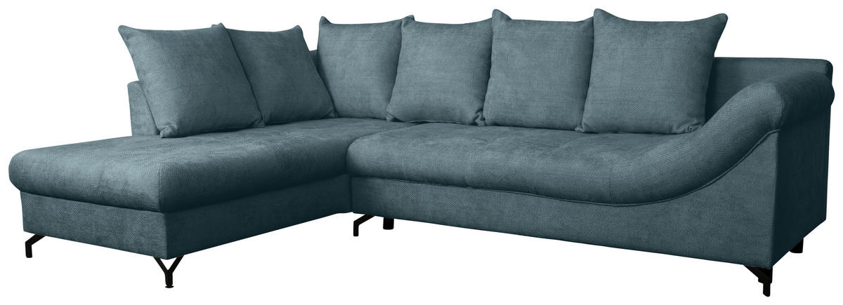 ECKSOFA Blau Struktur  - Blau/Schwarz, KONVENTIONELL, Textil/Metall (194/274cm) - Carryhome