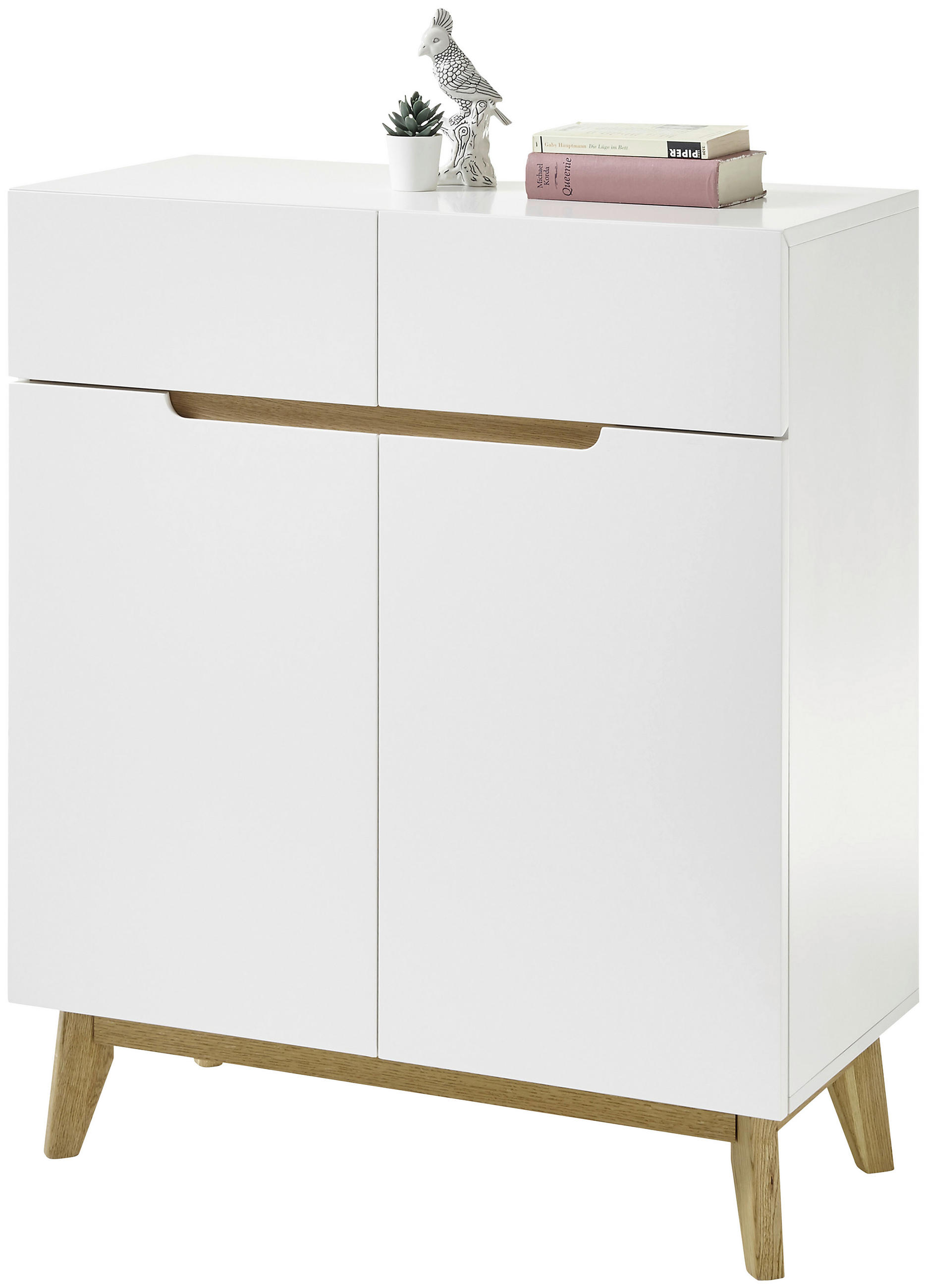 SCHUHSCHRANK Eiche furniert Naturfarben, Weiß  - Weiß/Naturfarben, Design, Holz/Holzwerkstoff (85/101/40cm) - Livetastic