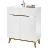 SCHUHSCHRANK Eiche furniert Naturfarben, Weiß  - Weiß/Naturfarben, Design, Holz/Holzwerkstoff (85/101/40cm) - Livetastic