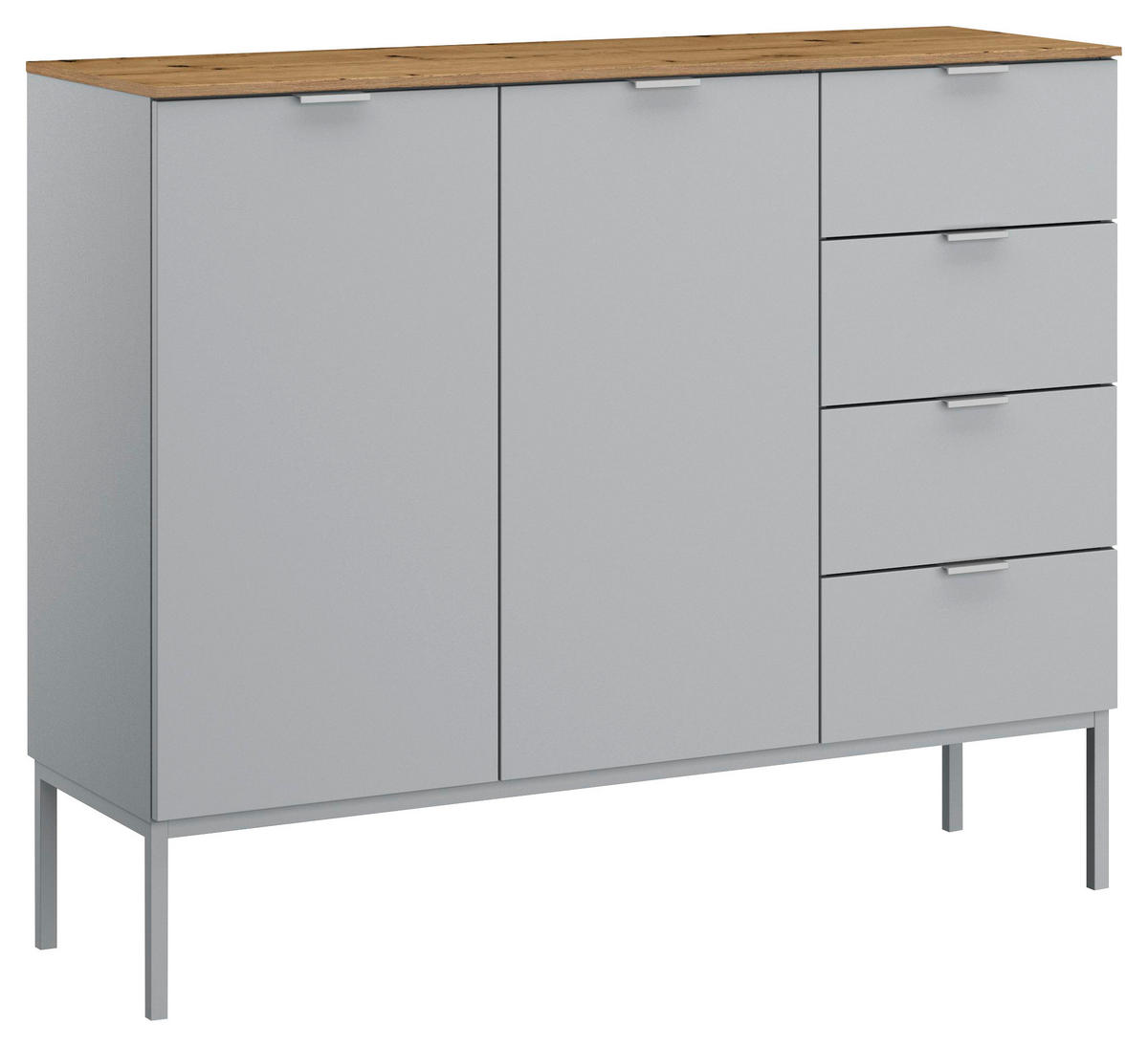 SIDEBOARD  in 120/100/42 cm  - Eichefarben/Alufarben, Trend, Holzwerkstoff/Kunststoff (120/100/42cm) - Stylife