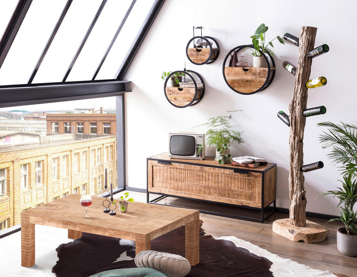 COUCHTISCH Mangoholz massiv 110/60/40 cm rechteckig Naturfarben  - Naturfarben, Design, Holz (110/60/40cm) - Livetastic