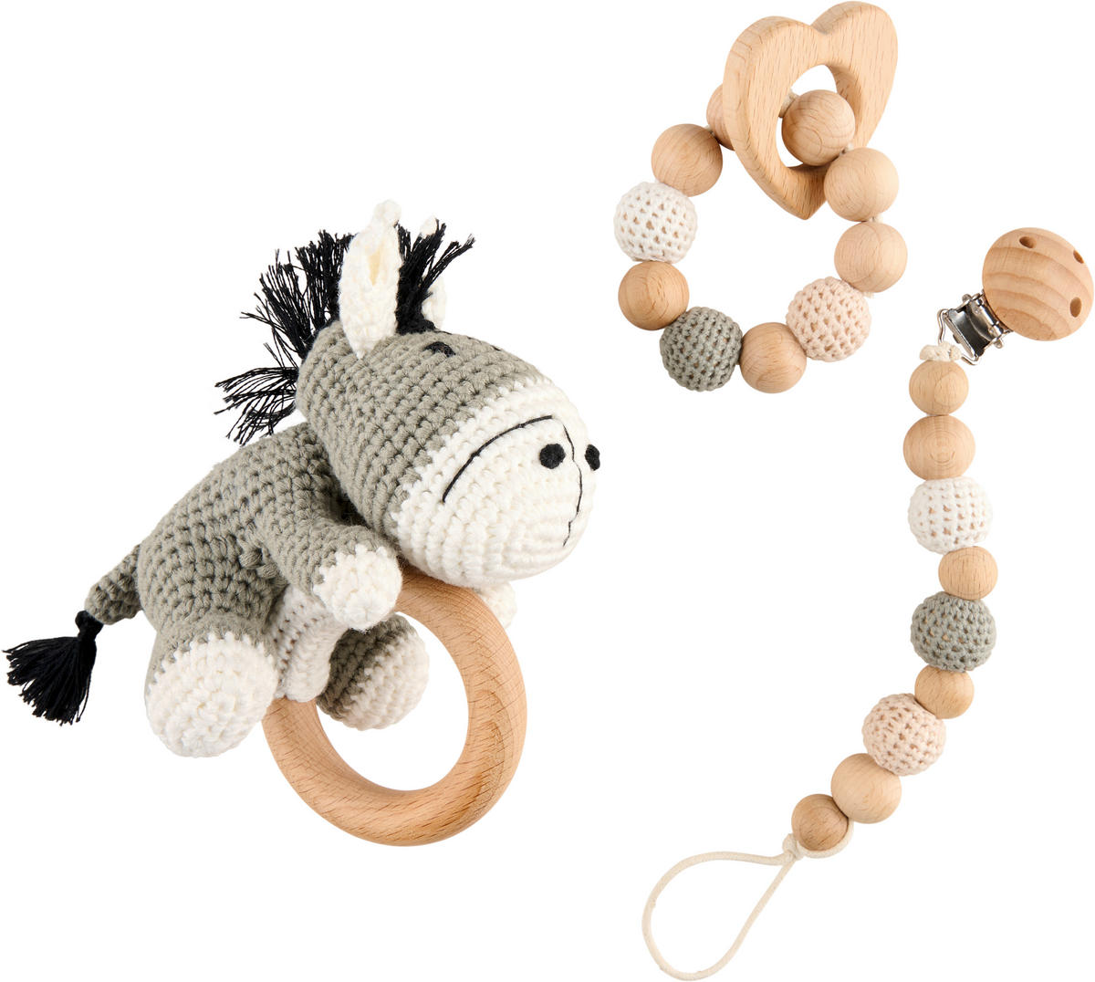 KINDERSPIELSET  - Grau, Basics, Holz/Textil - Patinio