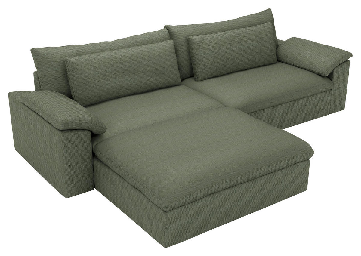 ECKSOFA  Chenille Dunkelgrün  - Dunkelgrün/Schwarz, Modern, Kunststoff/Textil (198/306cm) - Carryhome
