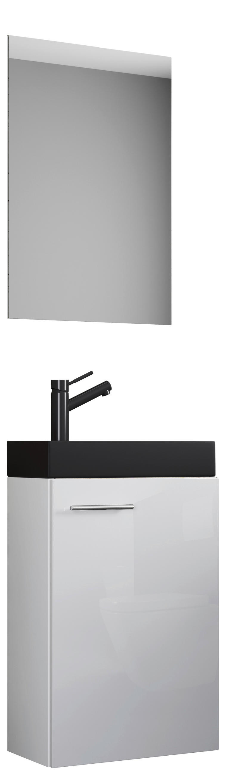 GÄSTEBAD 41 cm  - Silberfarben/Schwarz, MODERN, Glas/Keramik (41cm) - MID.YOU