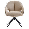 ARMLEHNSTUHL  Sitzfläche 360° drehbar, automatische Rückholfunktion Leinenoptik  - Sandfarben/Schwarz, Design, Textil/Metall (62/85/64cm) - Novel