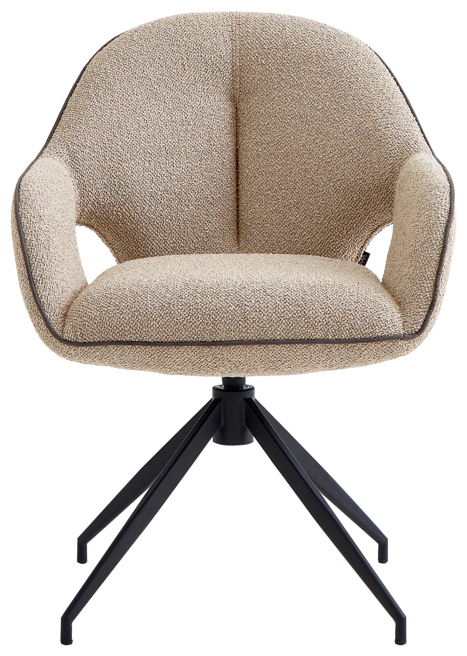 ARMLEHNSTUHL  in Eisen Leinenoptik  - Sandfarben/Schwarz, Design, Textil/Metall (62/85/64cm) - Novel