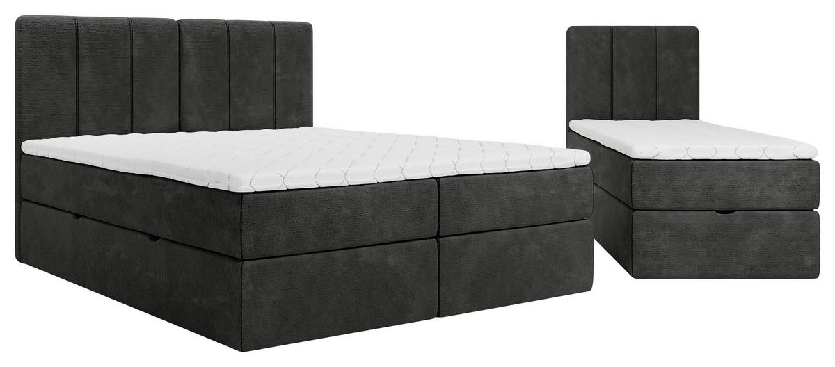 FAMILIENBETT - Anthrazit/Schwarz, Design, Holzwerkstoff/Kunststoff (270/200cm) - Esposa