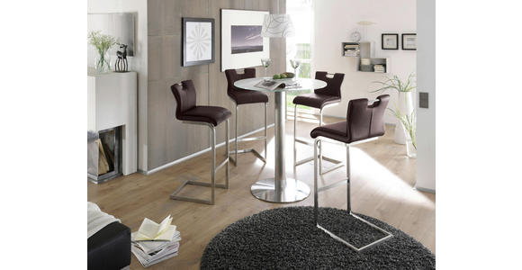 BARTISCH in Edelstahlfarben, Weiß - Edelstahlfarben/Weiß, Design, Glas/Metall (90/105cm) - Dieter Knoll