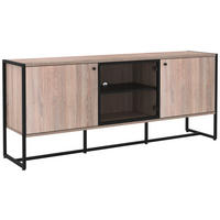 SIDEBOARD Schwarz, Sonoma Eiche Befestigungsmaterial  - Schwarz/Sonoma Eiche, MODERN, Holzwerkstoff/Metall (180/75/41cm) - P & B