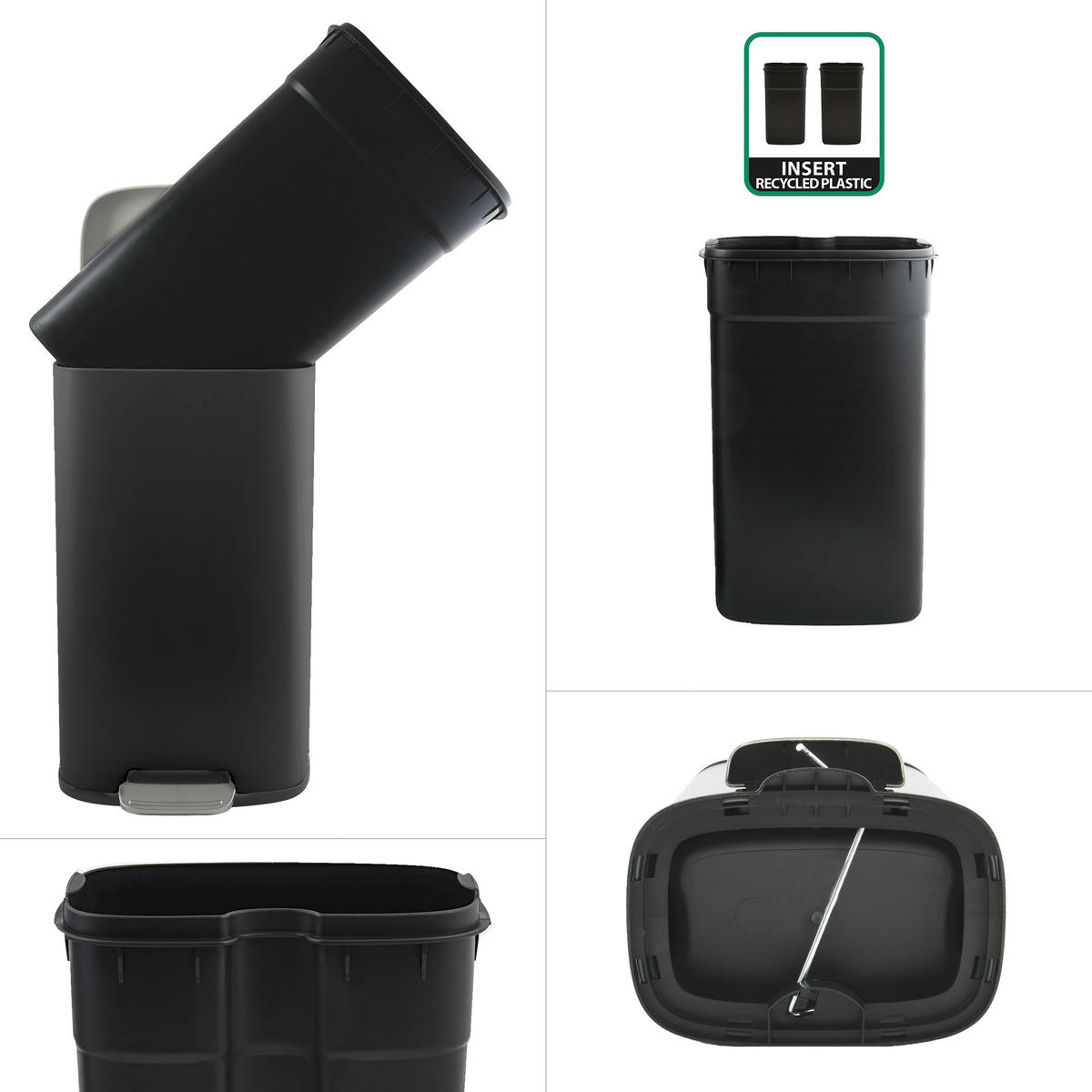 TRETEIMER 50 l  Metall  - Schwarz, Basics, Kunststoff/Metall (42,7/29,7/64,3cm) - Spirella